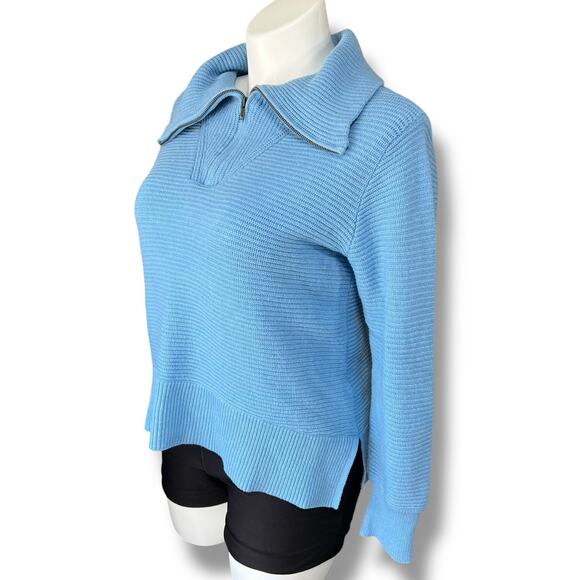 Sonoma Womens Knit Sweater Pullover Quarter Zip High Collar Relaxed Fit Blue 0X - Picture 6 of 9